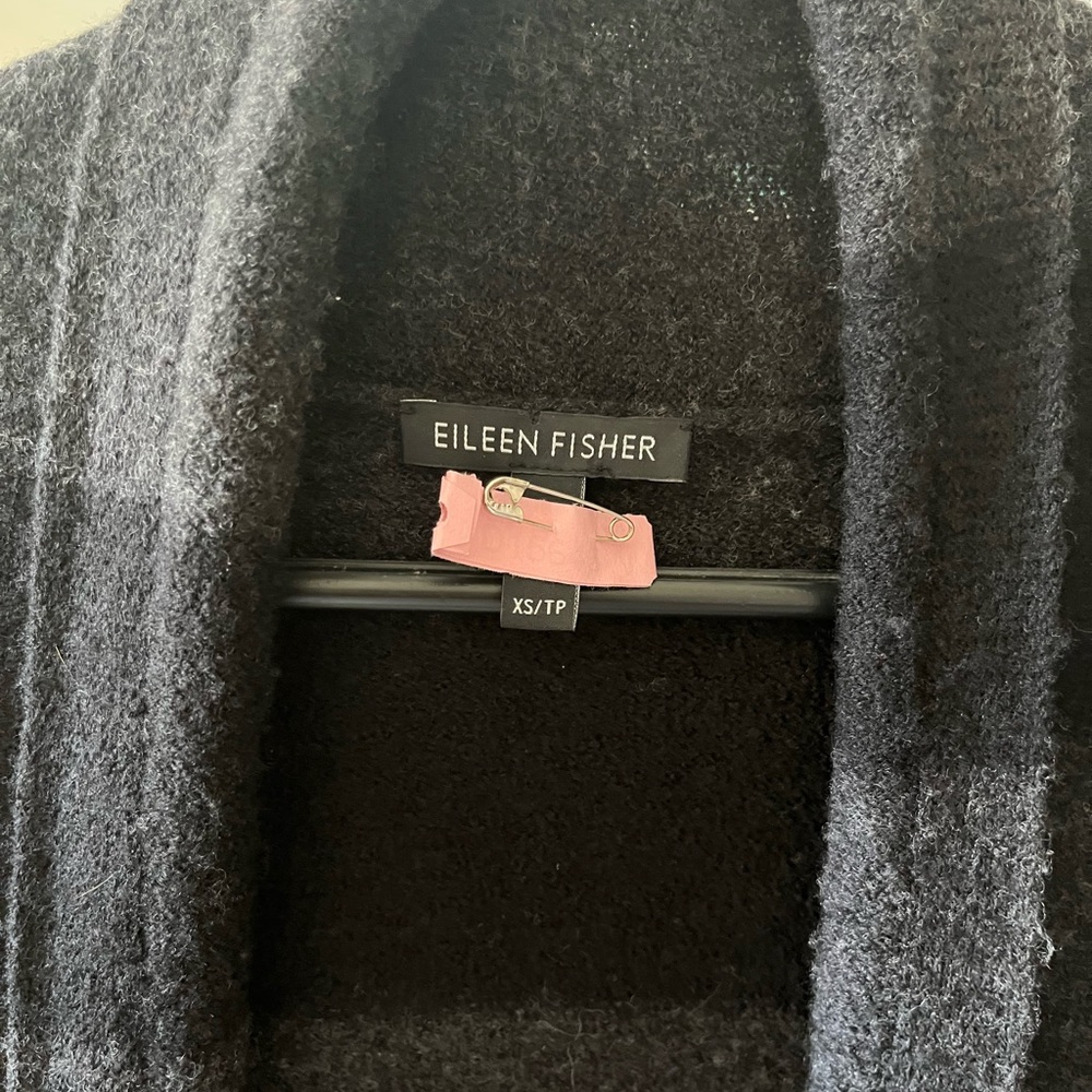 Eileen Fisher Long Stripes Merino Wool Cardigan